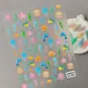 Pegatinas originales de verano con temática oceánica en relieve, serie oceánica 3D transfronteriza, pegatinas para arte de uñas de conchas marinas y estrellas de mar, estilo AA