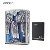 Encendedor de Queroseno Zorro ZK37 Alivio de Agua Corriente de Alta Montaña Alivio Doble Cara Retro Nostálgico Metal Creativo