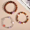 Pulsera de Madera de Amatista Multicolor de Segunda Generación DIY Diseño de Nicho para Mujer Pulsera Versátil Cuentas de Madera Cuentas de Oración Wenwan