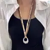Collar con Borla de Bufanda de Seda de Doble Capa Carat Diseño de Nicho para Mujer Cadena de Clavícula Apilada de Moda Collar Largo Retro Elegante