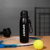 Botella de Agua Deportiva de Gran Capacidad Simple Taza Térmica de Acero Inoxidable Hervidor Portátil para Deportes al Aire Libre con Correa para Hombres Mujeres Estudiantes