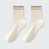 Meias Esportivas Longas Femininas da Moda em Algodão Puro para Outono e Inverno, Sem Costura, Antibacterianas, de Cano Médio, com Listras Pretas e Calças de Tubarão