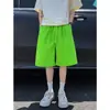 Shorts de seda gelada com dopamina para homens, calças finas de verão de secagem rápida, soltas, compridas até o joelho, shorts esportivos casuais respiráveis com cordão