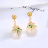 Dai Guo Estilo Chino Nuevo Hoja Verde Calabaza Soporte en Blanco para Pendientes Guofeng Imitación Jade Artístico Retro Temperamento Accesorios para Pendientes Hanfu