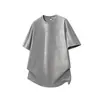 Camiseta básica de manga corta para hombre con textura en relieve G-stone, color liso, hombros caídos, corte holgado, cuello redondo