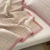 Conjunto de Colcha Acolchoada de Algodão e Linho Lavada em Alta Temperatura Novo para Primavera e Verão Conjunto de Três Peças Colcha 100% Algodão Classe A Peça Única Capa de Edredom Fresca e Simples