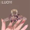 Nuevo Clip de Tiburón de Lujo Ligero Resistente con Flor de Cristal Rosa Incrustada con Diamantes para el Cabello de la Parte Trasera de la Cabeza para Mujer
