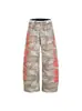 Calça Moletom Retro Americana com Letras para Mulheres 2026 Verão Novo Design Fino com Patchwork Reta Solta Casual Tendência