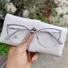 Óculos Ópticos de Metal Olho de Gato Diamante Armação para Sobrancelha Novos Retro Anti-Luz Azul Lentes Planas Armação para Óculos de Miopia