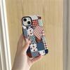 Estojo para Película Dupla Camada Retrô com Patchwork de Tecido Adequado para iPhone 17 Pro, Capa de Celular à Prova de Choque com Cobertura Total para Apple 14/15