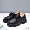 Zapatos Negros de Cuero con Suela Gruesa para Mujer, Piel Genuina, Novedad Otoño, con Cordones, Estilo Británico, Mocasines Versátiles