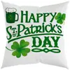 Estilo Caliente Transfronterizo St. Funda de almohada para el Día de San Patricio Trébol verde Funda de almohada decorativa para cojín de cintura de sala de estar