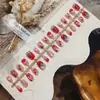 Fresa de PrimaveraFresa Corta Gradiente Uñas Arte Uñas Postizas Ojo de Gato Frescas Lindas Cuentas de Cristal Venta al por Mayor