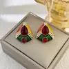 Pendientes de Esmalte Vintage Retro con Forma de Gota de Aceite, Aretes Geométricos Únicos con Bloques de Color, Pendientes Exquisitos de Lujo Ligero Estilo Francés