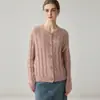 Cárdigan 100% cachemir puro para mujer, suéter de punto de cuello redondo, top casual holgado de otoño e invierno, abrigo grueso, cálido