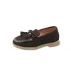 Zapatos Mocasines Casuales Versátiles para Niños con Borlas para Primavera y Otoño Zapatos de Cuero para Niñas Suela Suave Antideslizante Beige