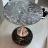 Mesa auxiliar de roca de lujo ligero, mesa de café pequeña, mesa de rincón para sala de estar, mesa redonda pequeña móvil simple y moderna para balcón, mesita de noche