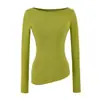 Camiseta Blanca de Manga Larga de Algodón Corte Delgado Capa Interior Capa Base Ajustada Estilo Otoño Delgado para Mujer Hombro Normal Estilo Coreano Top para Superponer