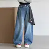 Calça Jeans Feminina Estilo Primavera e Outono Para Meninas Grandes Estilo Coreano Versátil Calça Flare Calça Larga Moda Feminina Calça Para Alunos do Ensino Médio
