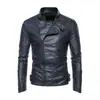 Jaqueta de Couro Masculina Estilo Novo Transfronteiriça, Jaqueta de Couro para Motociclista Masculina, Jaqueta Casual Moderna para o Trabalho