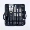 Bolsa de Tela Oxford para Barbacoa con Asa de Plástico Set de Parrilla de Acero Inoxidable 410 Tenedor Pala Pinzas Cepillo para Parrilla Brochetas para Barbacoa de Camping Picnic