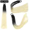 Pelucas Trenzadas de Colores Estilo Europeo y Americano, Coletas de Color Degradado, Trenzas de Espiga de Celebridades de Internet, Trenzas de Boxeadora de Tres Hebras para Discoteca