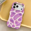 Funda de Teléfono Estilo Coreano Ins con Bloques de Color y Estampado de Vaca para Apple 18Pro, Funda de Película de Onda Grande, Cubierta de Teléfono Brillante de Doble Capa