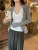 Cárdigan Fino de Punto para Mujer, Cubre-traje de Verano con Protección Solar, Estilo Casual Holgado y Relajado, Prendas de Abrigo de Manga Larga, Top de Moda Estilo Coreano