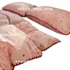 Juego de ropa de cama de cuatro piezas de gasa de doble capa, sábana y funda de edredón, juego de ropa de cama de tres piezas individual para dormitorio, adecuado para todas las estaciones