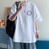Camiseta de manga corta con cara sonriente estilo graffiti para hombre 2022 nuevo verano talla grande gordo marca de moda ins top de media manga ropa