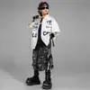 Ropa de Performance Hip-Hop para Niños, Trajes de Manga Corta Estilo Hip-Hop para Niños, Ropa Moderna HipHop Hip-Hop Genial y Atractiva para Niñas, Verano para Niños