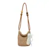 Bolso de Ganchillo Tejido a Mano Sencillo Estilo Coreano, Bolso de Hombro para el Trabajo, Bolso Cruzado para Vacaciones en la Playa para Mujer