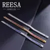 Pulsera Cuadrada Gradiente Gema Wuzhou Arcoíris Cadena Diamante Completo Color Platino Real Chapado Zircón Azul Marino Moda Elegante para Mujer