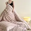Estilo de Lujo Ligero de Gama Alta Pelo de Conejo Cepillado Totalmente Mate Terciopelo de Leche Invierno Espesado Cálido Juego de Ropa de Cama de Cuatro Piezas