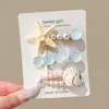 Presilha de Cabelo Infantil Flor Estrela do Mar Tema Oceano para Meninas, Grampo Pinça para Franja Lateral com Atmosfera de Fada Costeira para Fotos