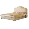 Apartamento pequeño moderno minimalista cama individual de 1,2 m con cabecero tapizado de cuero cama de almacenamiento tapizada en tonos crema de lujo ligero