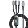 Red de Pesca Tejida Pantalla Digital Tres Cabezales Carga Rápida 100W Transparente Tres en Uno Cable de Datos para Teléfono Móvil Cable de Carga Uno a Tres