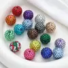 Bolas de Diamante Coloridas Cheias de Diamante para Cruzamento de Fronteira, Bola de Diamante de Cerâmica Macia com Furo Reto, Contas para Colar DIY, Acessórios para Chaveiro com Contas Penduradas