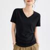 ¡Límite de boca en boca! Lao Qian Feng Top de Lino Tencel de Manga Corta para Mujer Camiseta de Lyocell de Manga Corta con Cuello en V para Mujer 1688