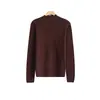 Suéter de punto de lana lavable a máquina con diseño de espiga, cuello medio alto sin costuras, 26 otoño/invierno, manga larga, capa base, top de corte ajustado