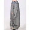 Jeans Rotos Super Hot para Mujer Primavera y Otoño Nuevo Estilo 2026 Calle Alta Americana Lavado Diseño de Oso Bordado Sentido de Diseño Pantalones de Pierna Ancha