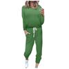 Traje Deportivo de Color Sólido Azul Claro Moda Casual Estilo del Sudeste Asiático Elegante Pantalones de Fibra de Poliéster Estilo de Manga Regular