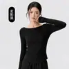Ropa de Yoga Transpirable de Modal Manga Larga para Mujer Suave Cómoda Top de Fitness Ajustado Moldeador Camiseta Deportiva de Pilates