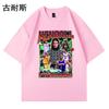 Camiseta de manga corta lavada retro de gran tamaño para hombre, venta al por mayor de comercio exterior de eBay, estampado de hip hop a la moda