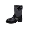 Botines cortos estilo retro hasta la pantorrilla para mujer, nuevo modelo otoño 2026, botines Martin marrones para petite, botines western, botines de ajuste ceñido para mujer