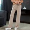 Pantalones de Cachemira de Cintura Alta y Pierna Ancha para Mujer Otoño/Invierno Drapeados Sueltos Adelgazantes Rectos Tejido Exterior de Lana