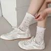 Meias de Bolinhas Estilo Japonês para Mulheres, Meias Finas de Malha Absorventes de Suor para Primavera e Verão, Meias Arrastão com Borda de Bolhas Sem Costura, Meias de Renda