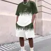 Conjunto de moda de camiseta deportiva casual para hombre con cuello en V y manga corta con estampado de letras 3D, conjunto de camiseta y shorts de manga corta, directo de fábrica