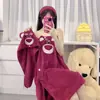 Falda de baño de dibujos animados, toalla de baño engrosada de vellón de coral, bata de baño, gorro para secar el cabello, diadema, falda de tubo, conjunto de tres piezas para dormitorio de estudiante y uso doméstico