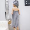 Top de Tubo con Lazo Transfronterizo Falda de Baño Bata de Baño de Terciopelo Coral Gorro para Secar el Cabello Toalla de Baño Portátil para Mujer Espesada Absorbente de Agua Secado Rápido